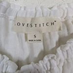 Lovestitch Crochet Lace Tiered Blouse – Women's S White Tie Neck 3/4 Sleeve Photo 2