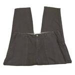 Joie  Cropped Pants Size 8 Army Green Linen Blend Fray Hem Studded Straight Leg Photo 5