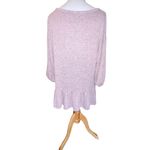 Kim & Cami Women Medium Purple Babydoll Ruffled Peplum Round Neck Sweater Top Photo 4