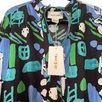 De Loreta Josefa maxi trapeze dress in Arcilla Azul print with balloon sleeves Size undefined Photo 2