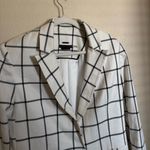 Alice + Olivia Breann Padded Shoulder Blazer Sz 12 Window Pane Plaid White Photo 5