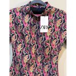 ZARA  Women Bodycon Dress Retro Mini psychedelic Hippie Y2K festival Size Small Photo 4