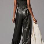 Anthropologie  Faux Leather Balloon Leg Jumpsuit, Size XXSP Photo 3
