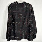 Laura Ashley Size Large Top Beaded Silk Black Embroidered Button Up Blouse 1488 Photo 0