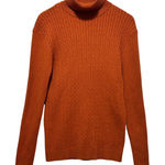 Nine Bull Womens Turtleneck Sweater XL Rust Cable Knit Minimalist Cozy Parisian Orange Photo 0