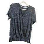 Calvin Klein Women's Black Grey Heather Short Sleeve Twist Front Tee L Photo 8