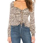 Majorelle  - Waldorf Long Sleeve Animal Print Tie Front Top in Brown & Cream Photo 4