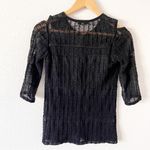 IRO  Camille Cold Shoulder Crochet Mesh Knit Blouse in Black Photo 7