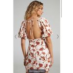 AMALIE THE LABEL Mikaelle Puff Sleeve Open Back Mini Dress Voyager Floral Sz 16 White Photo 1