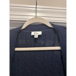 kim rogers Navy Blue Speckled Long Open Front Cable Knit Cardigan Women Size XL Photo 2