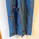 Minga London High Rise Wide Leg Butterfly Embroidered Jeans Size 8 Cotton 32” Blue Photo 2
