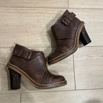 Anthropologie Schuler & Sons  Brown Leather Studded Heeled Ankle Boot Size 6 Photo 1