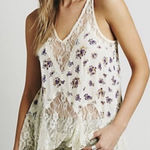 Free People  Bell Lace Trapeze Cami Floral Tank Top Sheer Lightweight M Purple Photo 0