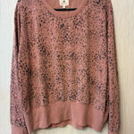 Sundry  Pink Leopard Print Pullover Sweatshirt Size 3 Large Crewneck Photo 0