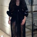 ZARA  dress midi black linen fringed fringes boho Photo 1