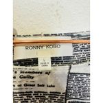 RONNY KOBO Women's Black White Mesh Newspaper Graphic Zanzabar Top Size Large Photo 8