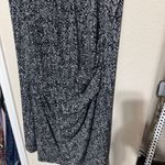 Peter Nygard  Sheath Dress Size 16 black white Ruched side stretchy jersey knit Photo 2