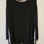 J Jill Wearever Collection Long Sleeve Pullover Top XL Black Cream Piping Photo 0