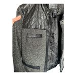 Jaclyn Smith  black &white Tweed quilted Leather button up moto jacket size small Photo 6