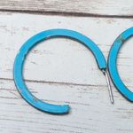 Vintage Earrings For Pierced Ears Light Bright Blue Hoops Photo 6