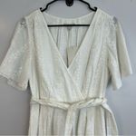 Joie NWT  White Eyelet Lace Short Sleeve Belted Faux Wrap Midi Dress Size 4 Photo 3
