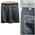 Ann Taylor Black Diamond Quilted Faux Vegan Leather Knit Waist Skirt 6 Small Photo 2