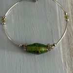 Beautiful Link Bracelet W Green Art Glass Crystal & Tube Beads Photo 3