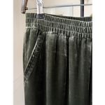 Garnet Hill  Moss Ivy Green Silk Velvet Wide Leg Pull On Pants XS Photo 2