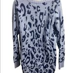 525 America NWT  Blue Leopard Chunky Knit Cardigan Photo 2
