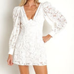 For Love & Lemons MAUREEN WHITE LACE MINI DRESS SMALL LONG SLEEVE BRIDAL Photo 0