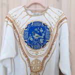 VTG Bonnie Boerer Women Novelty Sweater Size XL Ivory Bird Embellished 80s Artsy White Photo 1