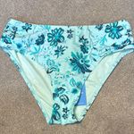 Cupshe  Earthy Blue Floral Print Mid Rise Swim Bikini Bottoms Size S Photo 2