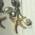 Vintage Under the Sea Dangle Earrings Starfish Embedded Rhinestones Gold/White Gold Photo 3