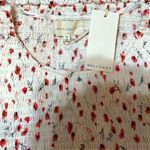 MELLODAY Floral Blouse Cropped Short Sleeve Women’s Size Medium Peplum Red/White Photo 6