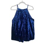 Charming Charlie  Floral Applique Crushed Velvet Cami Tank Top Blue Green Large Photo 12