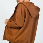 Princess Polly  Florida Oversized Zip Up Sweatshirt Brown, size 0 Photo 6
