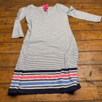 Lilly Pulitzer  Striped Long Sleeve Boat Neck Dress with Pink Bow Photo 4