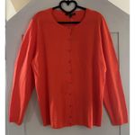 Amelotte Bright Orange Long Sleeve Crew Neck Button Down Cardigan Sweater Sz L Size L Photo 0