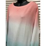 Splendid Tie Dye Peach/Teal Long Sleeve Thermal Knit Top Size Medium Crew Photo 1