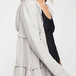 Free People  Tiered Trapeze Zip-Up Hoodie Swearer Gray  Women’s Size Small Photo 0