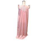Vintage Sears Pink Nylon Nightgown 46/48 Lace Yoke Maxi Peignoir Style Size XL Photo 1