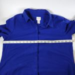 Chico's Women's Sz 0 Button Up Shirt Royal Blue 3/4 Lace Up Sleeves 100% Cotton Photo 7