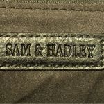 Sam & Hadley Embossed Tote Bag with half braided handles. Faux leather. Black Photo 12