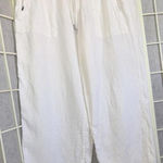Athleta Cabo Linen Wide Leg White Elastic Minimalist Old Money Relaxed Pants 8 Photo 0