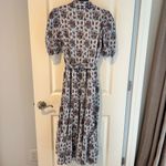 Veronica Beard Eunice Floral & Stripe Puff Sleeve Midi Dress | Size 0 Photo 7
