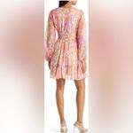 VICI Collection Floral Long Sleeve Chiffon Babydoll Dress Medium Wedding Flowy Photo 5