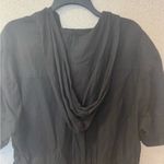 Norma Kamali  Women Size XS Black oversized Cotton hooded‎ top drawstring waist Photo 5