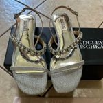 Badgley Mischka  Natalee Silver Flat Sandal Bridal Wedding Prom 9 Crystal Pearl Photo 5