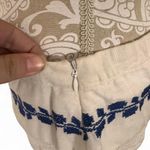 For Cynthia  Boho Fringe Skirt L Beige Blue Embroidered Tassel Hem Festival Vibe Photo 3