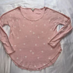 Lucky Brand  Light Pink Heart Patterned Long Sleeve Thermal Tee Size Small Photo 0